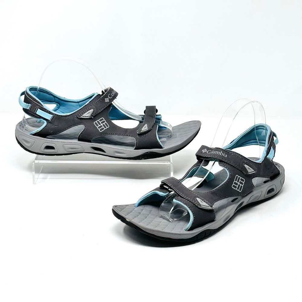 Columbia‎ Sandals Women 10 Gray Blue Techlite Sport Water Hiking Adjustable